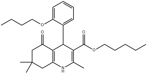 pentyl 4-[2-(butyloxy)phenyl]-2,7,7-trimethyl-5-oxo-1,4,5,6,7,8-hexahydroquinoline-3-carboxylate 结构式