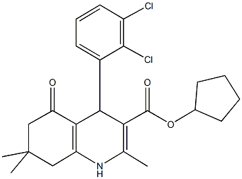 cyclopentyl 4-(2,3-dichlorophenyl)-2,7,7-trimethyl-5-oxo-1,4,5,6,7,8-hexahydroquinoline-3-carboxylate Struktur