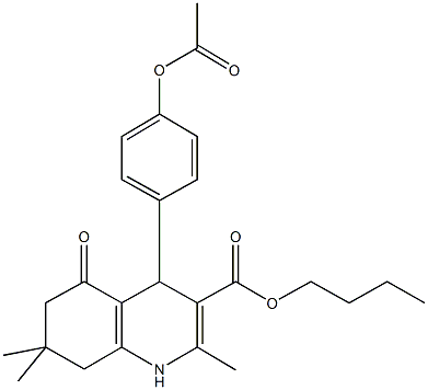 butyl 4-[4-(acetyloxy)phenyl]-2,7,7-trimethyl-5-oxo-1,4,5,6,7,8-hexahydro-3-quinolinecarboxylate Struktur