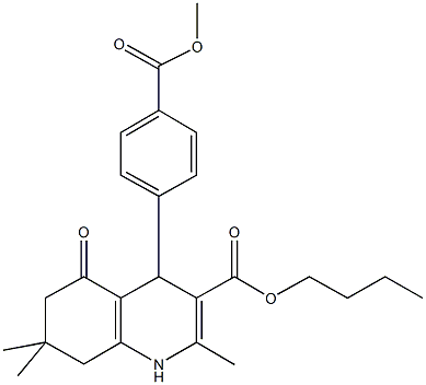 butyl 2,7,7-trimethyl-4-{4-[(methyloxy)carbonyl]phenyl}-5-oxo-1,4,5,6,7,8-hexahydroquinoline-3-carboxylate,299946-53-5,结构式