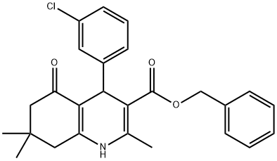 benzyl 4-(3-chlorophenyl)-2,7,7-trimethyl-5-oxo-1,4,5,6,7,8-hexahydro-3-quinolinecarboxylate 结构式