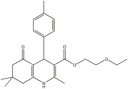 2-(ethyloxy)ethyl 2,7,7-trimethyl-4-(4-methylphenyl)-5-oxo-1,4,5,6,7,8-hexahydroquinoline-3-carboxylate,299946-75-1,结构式