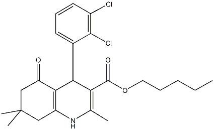 pentyl 4-(2,3-dichlorophenyl)-2,7,7-trimethyl-5-oxo-1,4,5,6,7,8-hexahydroquinoline-3-carboxylate 化学構造式