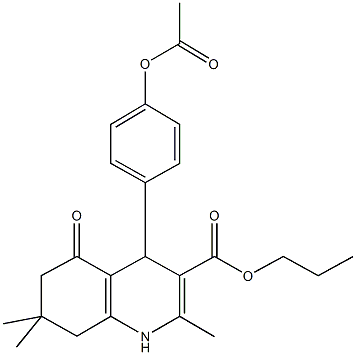propyl 4-[4-(acetyloxy)phenyl]-2,7,7-trimethyl-5-oxo-1,4,5,6,7,8-hexahydroquinoline-3-carboxylate 结构式