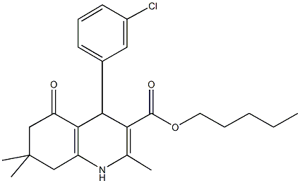 pentyl 4-(3-chlorophenyl)-2,7,7-trimethyl-5-oxo-1,4,5,6,7,8-hexahydroquinoline-3-carboxylate 结构式