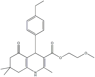 2-(methyloxy)ethyl 4-(4-ethylphenyl)-2,7,7-trimethyl-5-oxo-1,4,5,6,7,8-hexahydroquinoline-3-carboxylate Struktur