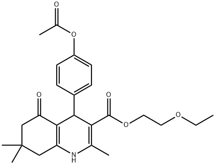 2-(ethyloxy)ethyl 4-[4-(acetyloxy)phenyl]-2,7,7-trimethyl-5-oxo-1,4,5,6,7,8-hexahydroquinoline-3-carboxylate 结构式