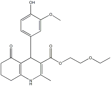 2-(ethyloxy)ethyl 4-[4-hydroxy-3-(methyloxy)phenyl]-2-methyl-5-oxo-1,4,5,6,7,8-hexahydroquinoline-3-carboxylate,299947-34-5,结构式