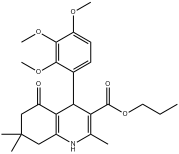 propyl 2,7,7-trimethyl-5-oxo-4-[2,3,4-tris(methyloxy)phenyl]-1,4,5,6,7,8-hexahydroquinoline-3-carboxylate 结构式