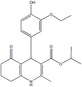 1-methylethyl 4-[3-(ethyloxy)-4-hydroxyphenyl]-2-methyl-5-oxo-1,4,5,6,7,8-hexahydroquinoline-3-carboxylate Struktur