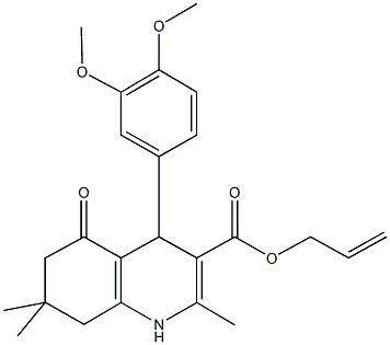 prop-2-enyl 4-[3,4-bis(methyloxy)phenyl]-2,7,7-trimethyl-5-oxo-1,4,5,6,7,8-hexahydroquinoline-3-carboxylate 结构式