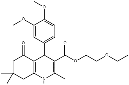 2-(ethyloxy)ethyl 4-[3,4-bis(methyloxy)phenyl]-2,7,7-trimethyl-5-oxo-1,4,5,6,7,8-hexahydroquinoline-3-carboxylate Structure