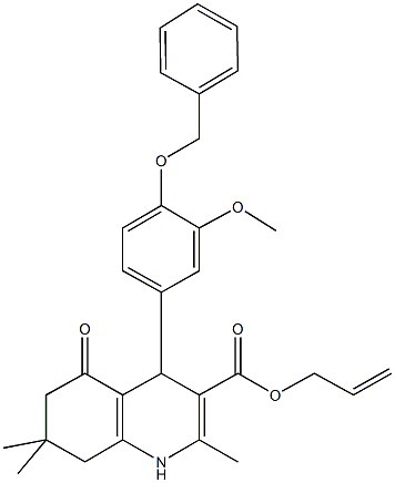 allyl 4-[4-(benzyloxy)-3-methoxyphenyl]-2,7,7-trimethyl-5-oxo-1,4,5,6,7,8-hexahydro-3-quinolinecarboxylate Struktur