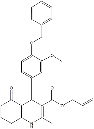 prop-2-enyl 2-methyl-4-{3-(methyloxy)-4-[(phenylmethyl)oxy]phenyl}-5-oxo-1,4,5,6,7,8-hexahydroquinoline-3-carboxylate 结构式
