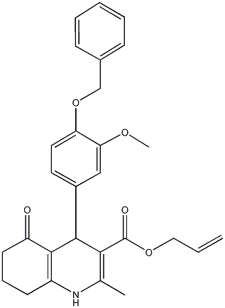 299947-63-0 prop-2-enyl 2-methyl-4-{3-(methyloxy)-4-[(phenylmethyl)oxy]phenyl}-5-oxo-1,4,5,6,7,8-hexahydroquinoline-3-carboxylate