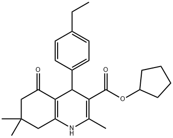 cyclopentyl 4-(4-ethylphenyl)-2,7,7-trimethyl-5-oxo-1,4,5,6,7,8-hexahydroquinoline-3-carboxylate 化学構造式