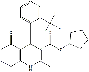 cyclopentyl 2-methyl-5-oxo-4-[2-(trifluoromethyl)phenyl]-1,4,5,6,7,8-hexahydro-3-quinolinecarboxylate Structure