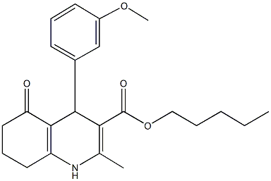 pentyl 2-methyl-4-[3-(methyloxy)phenyl]-5-oxo-1,4,5,6,7,8-hexahydroquinoline-3-carboxylate Structure