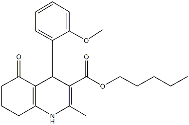 pentyl 2-methyl-4-[2-(methyloxy)phenyl]-5-oxo-1,4,5,6,7,8-hexahydroquinoline-3-carboxylate 化学構造式