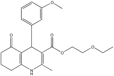 2-(ethyloxy)ethyl 2-methyl-4-[3-(methyloxy)phenyl]-5-oxo-1,4,5,6,7,8-hexahydroquinoline-3-carboxylate Structure