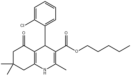 pentyl 4-(2-chlorophenyl)-2,7,7-trimethyl-5-oxo-1,4,5,6,7,8-hexahydroquinoline-3-carboxylate 结构式