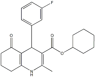 cyclohexyl 4-(3-fluorophenyl)-2-methyl-5-oxo-1,4,5,6,7,8-hexahydroquinoline-3-carboxylate 结构式