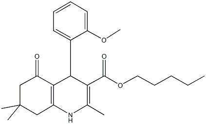 pentyl 2,7,7-trimethyl-4-[2-(methyloxy)phenyl]-5-oxo-1,4,5,6,7,8-hexahydroquinoline-3-carboxylate 化学構造式