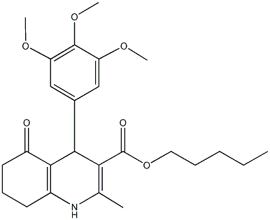 pentyl 2-methyl-5-oxo-4-[3,4,5-tris(methyloxy)phenyl]-1,4,5,6,7,8-hexahydroquinoline-3-carboxylate 化学構造式