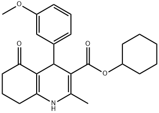 cyclohexyl 2-methyl-4-[3-(methyloxy)phenyl]-5-oxo-1,4,5,6,7,8-hexahydroquinoline-3-carboxylate 化学構造式