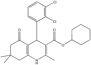 cyclohexyl 4-(2,3-dichlorophenyl)-2,7,7-trimethyl-5-oxo-1,4,5,6,7,8-hexahydroquinoline-3-carboxylate,299948-37-1,结构式