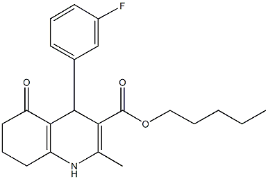 pentyl 4-(3-fluorophenyl)-2-methyl-5-oxo-1,4,5,6,7,8-hexahydro-3-quinolinecarboxylate Struktur
