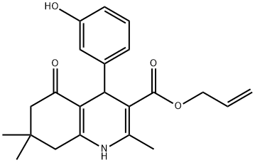 prop-2-enyl 4-(3-hydroxyphenyl)-2,7,7-trimethyl-5-oxo-1,4,5,6,7,8-hexahydroquinoline-3-carboxylate 结构式