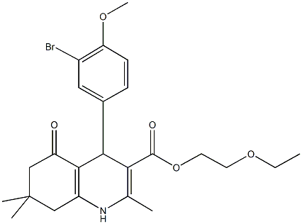 2-(ethyloxy)ethyl 4-[3-bromo-4-(methyloxy)phenyl]-2,7,7-trimethyl-5-oxo-1,4,5,6,7,8-hexahydroquinoline-3-carboxylate Structure