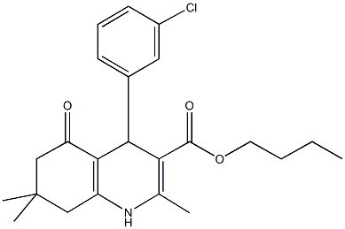 butyl 4-(3-chlorophenyl)-2,7,7-trimethyl-5-oxo-1,4,5,6,7,8-hexahydroquinoline-3-carboxylate Struktur