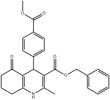 phenylmethyl 2-methyl-4-{4-[(methyloxy)carbonyl]phenyl}-5-oxo-1,4,5,6,7,8-hexahydroquinoline-3-carboxylate 化学構造式