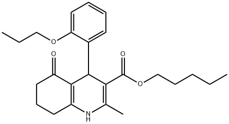 pentyl 2-methyl-5-oxo-4-(2-propoxyphenyl)-1,4,5,6,7,8-hexahydro-3-quinolinecarboxylate Structure