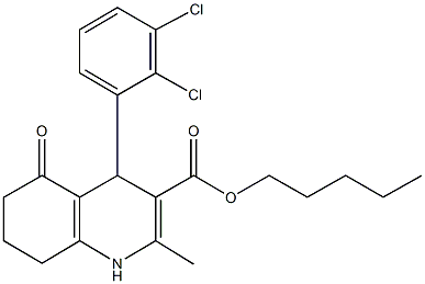 pentyl 4-(2,3-dichlorophenyl)-2-methyl-5-oxo-1,4,5,6,7,8-hexahydroquinoline-3-carboxylate Struktur