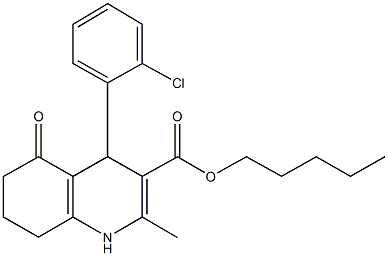 pentyl 4-(2-chlorophenyl)-2-methyl-5-oxo-1,4,5,6,7,8-hexahydroquinoline-3-carboxylate Struktur
