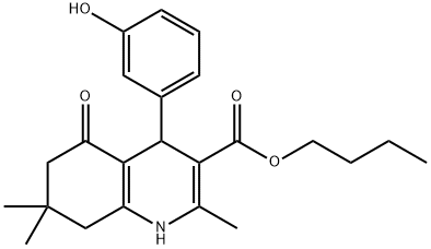 butyl 4-(3-hydroxyphenyl)-2,7,7-trimethyl-5-oxo-1,4,5,6,7,8-hexahydroquinoline-3-carboxylate 化学構造式