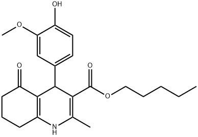 pentyl 4-[4-hydroxy-3-(methyloxy)phenyl]-2-methyl-5-oxo-1,4,5,6,7,8-hexahydroquinoline-3-carboxylate Struktur