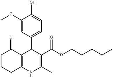 pentyl 4-[4-hydroxy-3-(methyloxy)phenyl]-2-methyl-5-oxo-1,4,5,6,7,8-hexahydroquinoline-3-carboxylate Structure