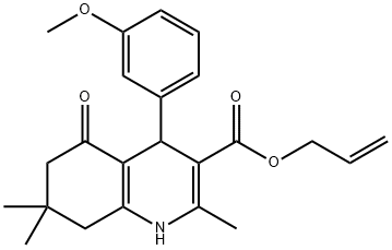 prop-2-enyl 2,7,7-trimethyl-4-[3-(methyloxy)phenyl]-5-oxo-1,4,5,6,7,8-hexahydroquinoline-3-carboxylate Structure