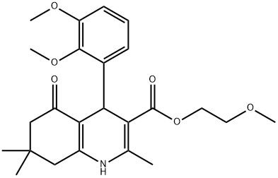 2-(methyloxy)ethyl 4-[2,3-bis(methyloxy)phenyl]-2,7,7-trimethyl-5-oxo-1,4,5,6,7,8-hexahydroquinoline-3-carboxylate,299949-16-9,结构式