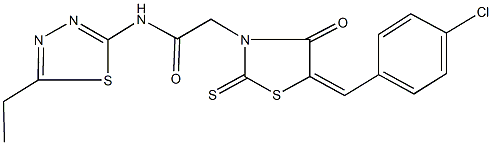 2-[5-(4-chlorobenzylidene)-4-oxo-2-thioxo-1,3-thiazolidin-3-yl]-N-(5-ethyl-1,3,4-thiadiazol-2-yl)acetamide Structure