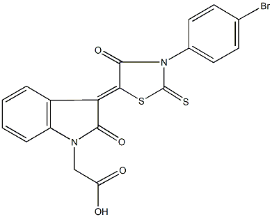 {3-[3-(4-bromophenyl)-4-oxo-2-thioxo-1,3-thiazolidin-5-ylidene]-2-oxo-2,3-dihydro-1H-indol-1-yl}acetic acid Structure