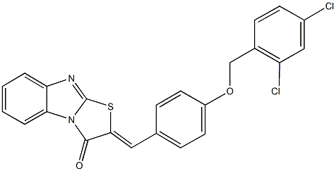 2-{4-[(2,4-dichlorobenzyl)oxy]benzylidene}[1,3]thiazolo[3,2-a]benzimidazol-3(2H)-one Struktur