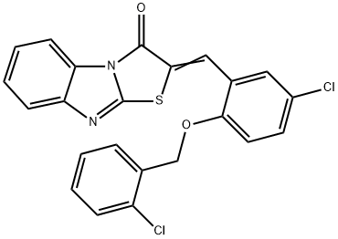 2-{5-chloro-2-[(2-chlorobenzyl)oxy]benzylidene}[1,3]thiazolo[3,2-a]benzimidazol-3(2H)-one Structure