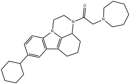 3-(1-azepanylacetyl)-8-cyclohexyl-2,3,3a,4,5,6-hexahydro-1H-pyrazino[3,2,1-jk]carbazole Structure