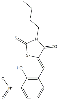 3-butyl-5-{2-hydroxy-3-nitrobenzylidene}-2-thioxo-1,3-thiazolidin-4-one,299964-49-1,结构式