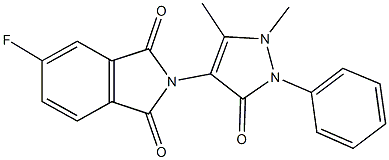 2-(1,5-dimethyl-3-oxo-2-phenyl-2,3-dihydro-1H-pyrazol-4-yl)-5-fluoro-1H-isoindole-1,3(2H)-dione Struktur